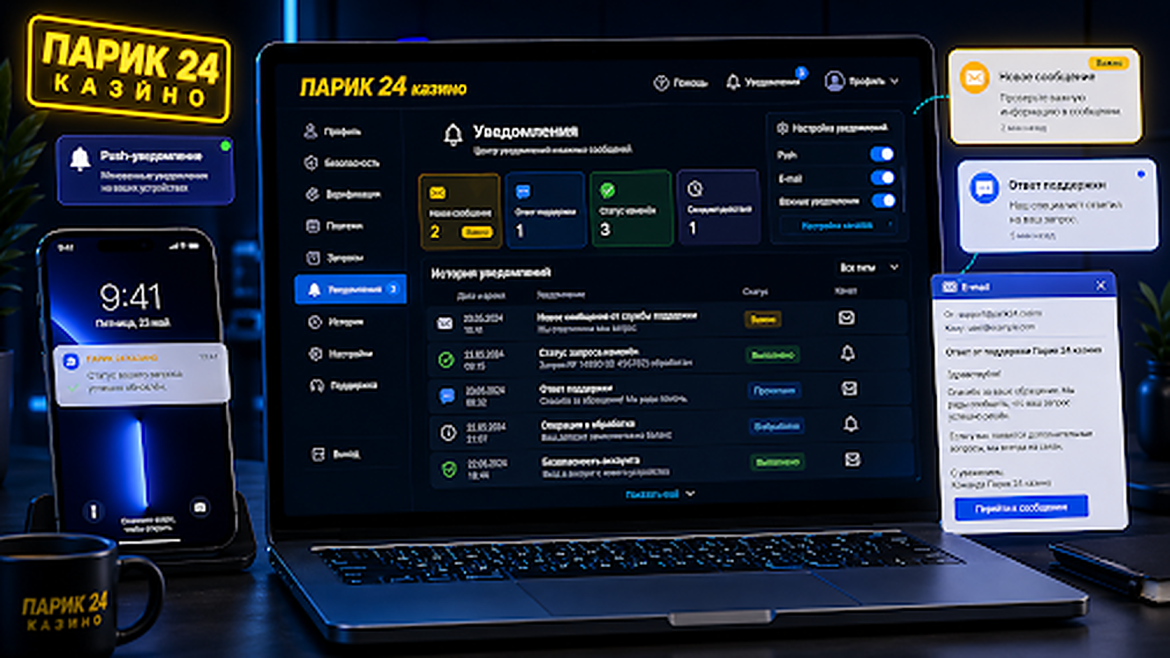 Как центр уведомлений в Парик 24 казино помогает держать события платформы под контролем